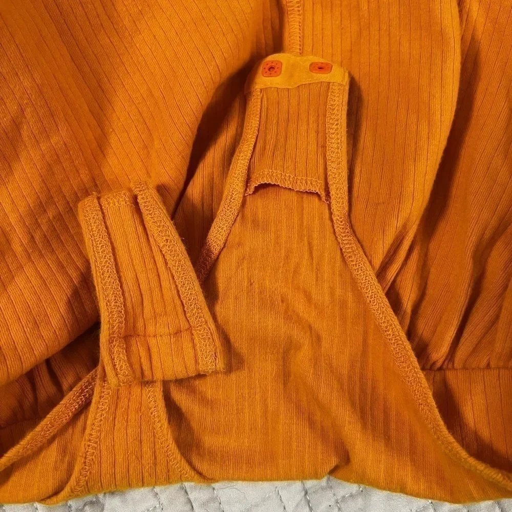 Free People Marissa Ribbed Bodysuit Tangerine Orange XS
